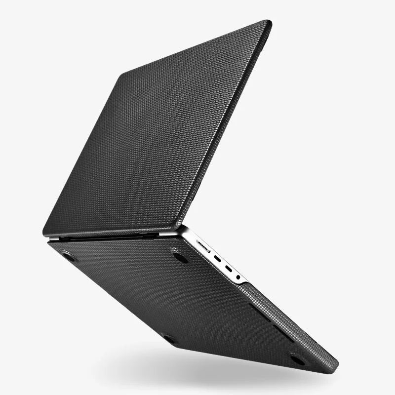 MacBook Pro Leather Case 14 16 Inch Textured Slim Shell Black - Tophatter Daily Deals