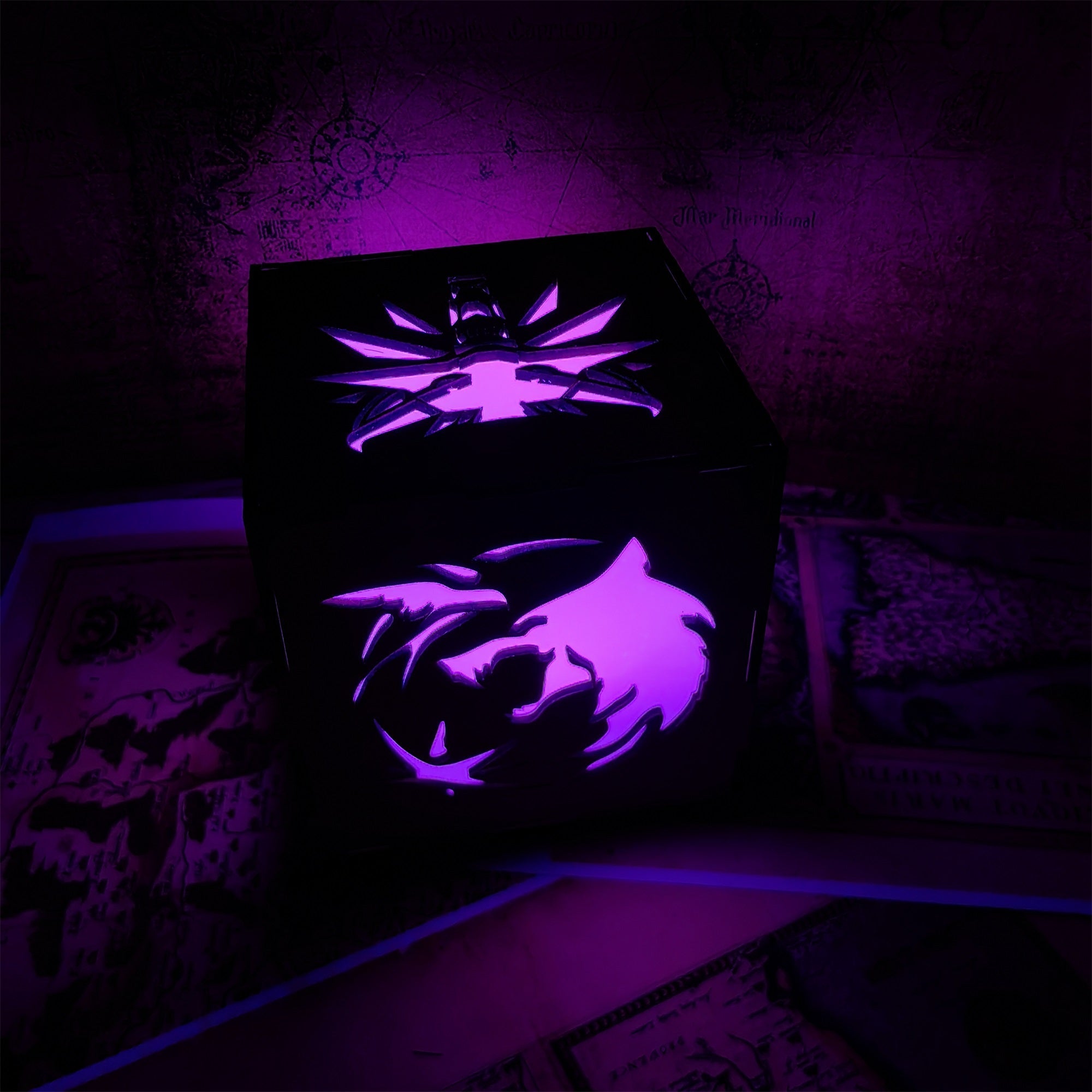 Geralt Wolf School Badge Wood Cube Light Desk Decor - Tophatter Daily Deals