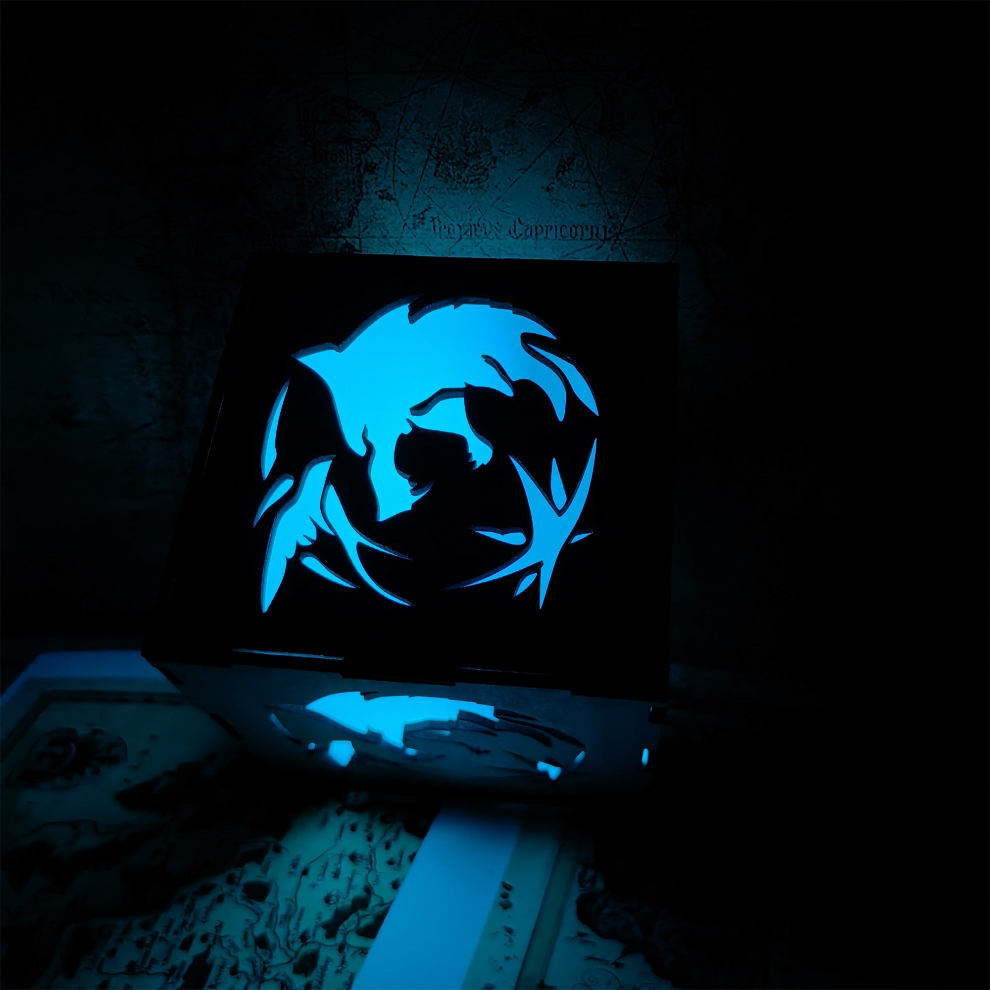 Geralt Wolf School Badge Wood Cube Light Desk Decor - Tophatter Daily Deals