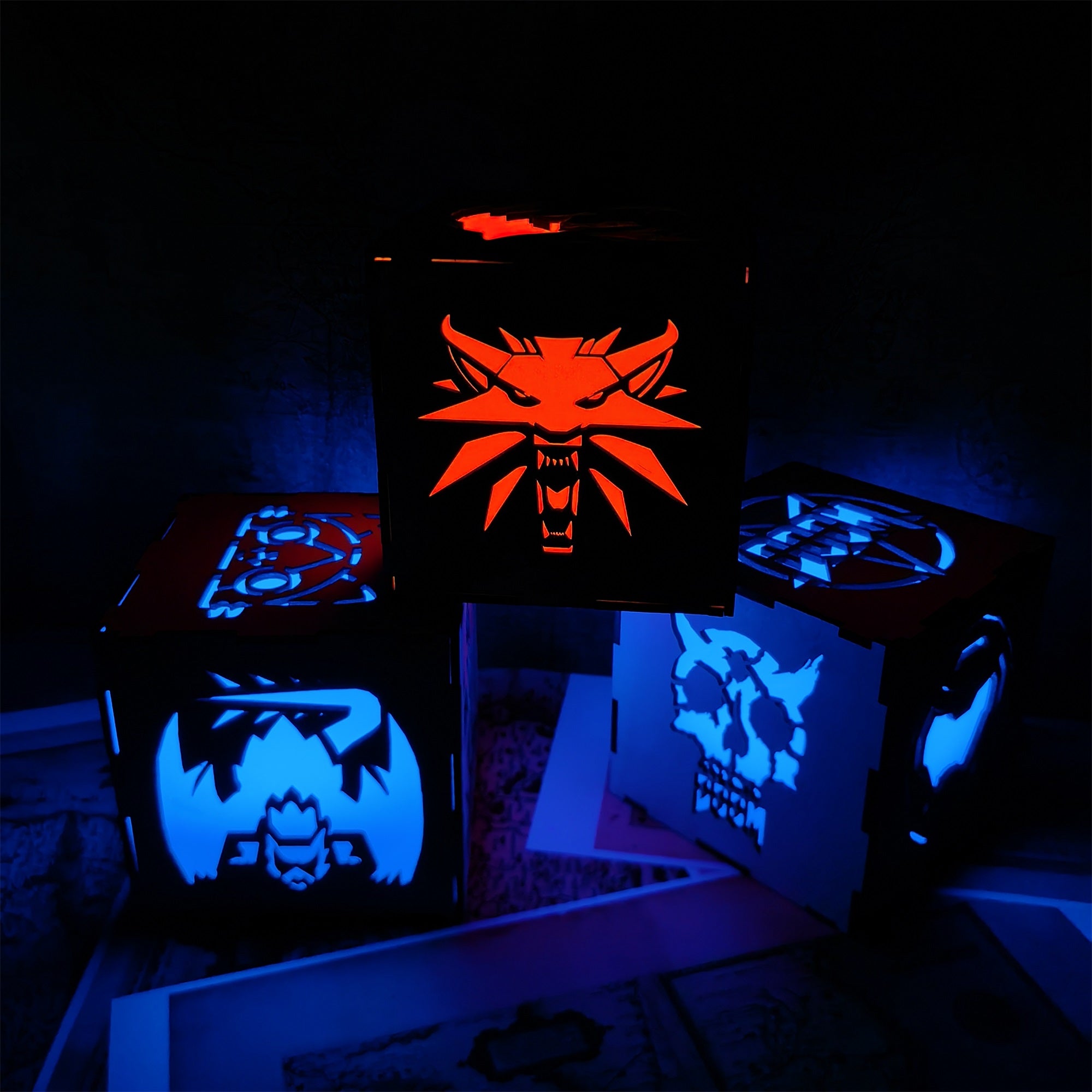 Geralt Wolf School Badge Wood Cube Light Desk Decor - Tophatter Daily Deals