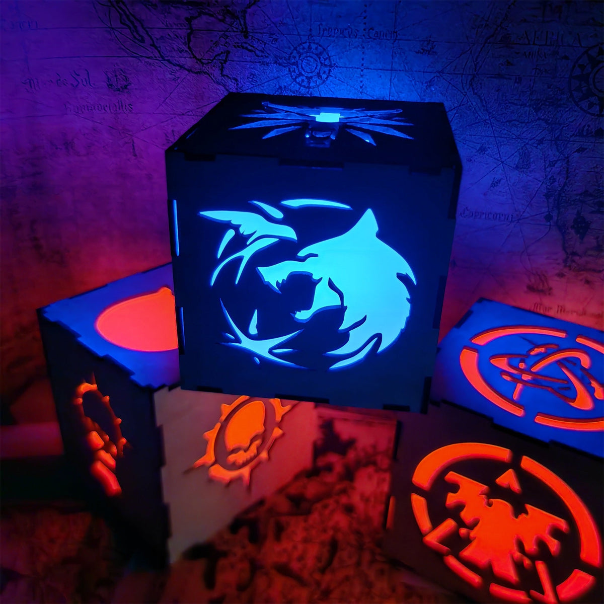 Geralt Wolf School Badge Wood Cube Light Desk Decor - Tophatter Daily Deals