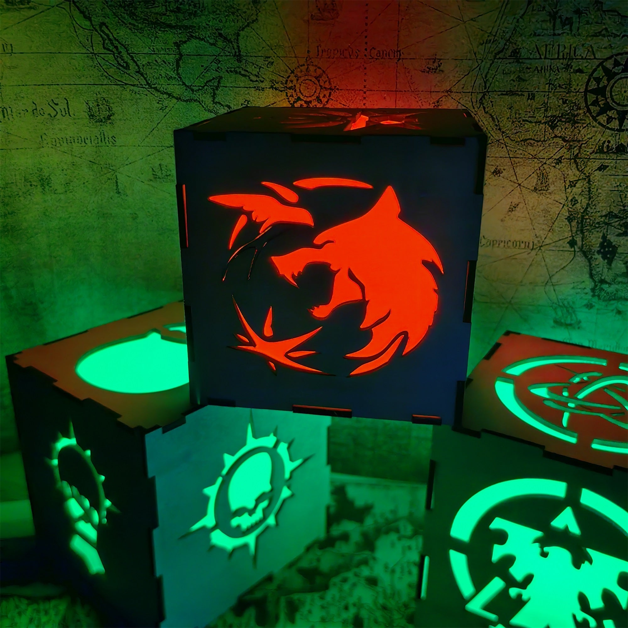 Geralt Wolf School Badge Wood Cube Light Desk Decor - Tophatter Daily Deals