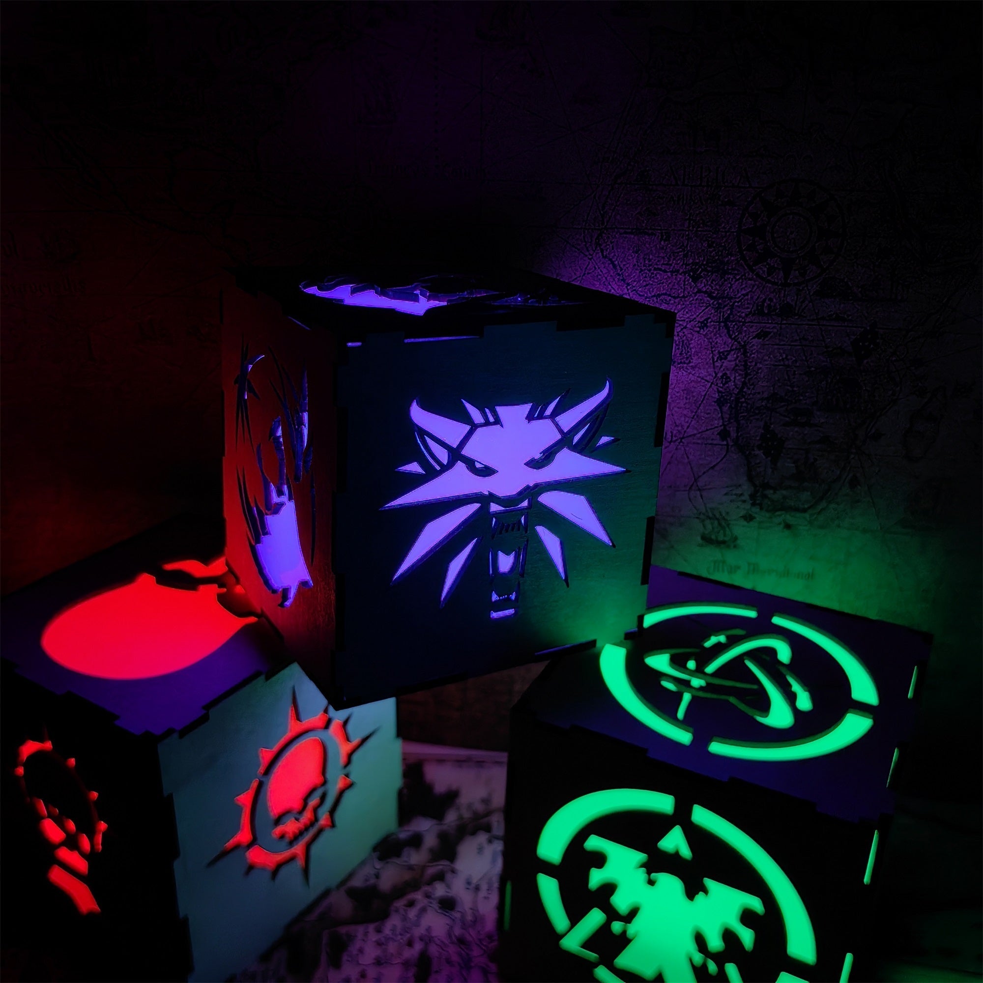 Geralt Wolf School Badge Wood Cube Light Desk Decor - Tophatter Daily Deals