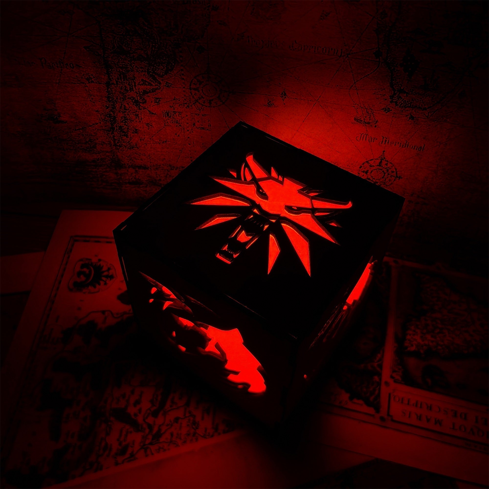 Geralt Wolf School Badge Wood Cube Light Desk Decor - Tophatter Daily Deals