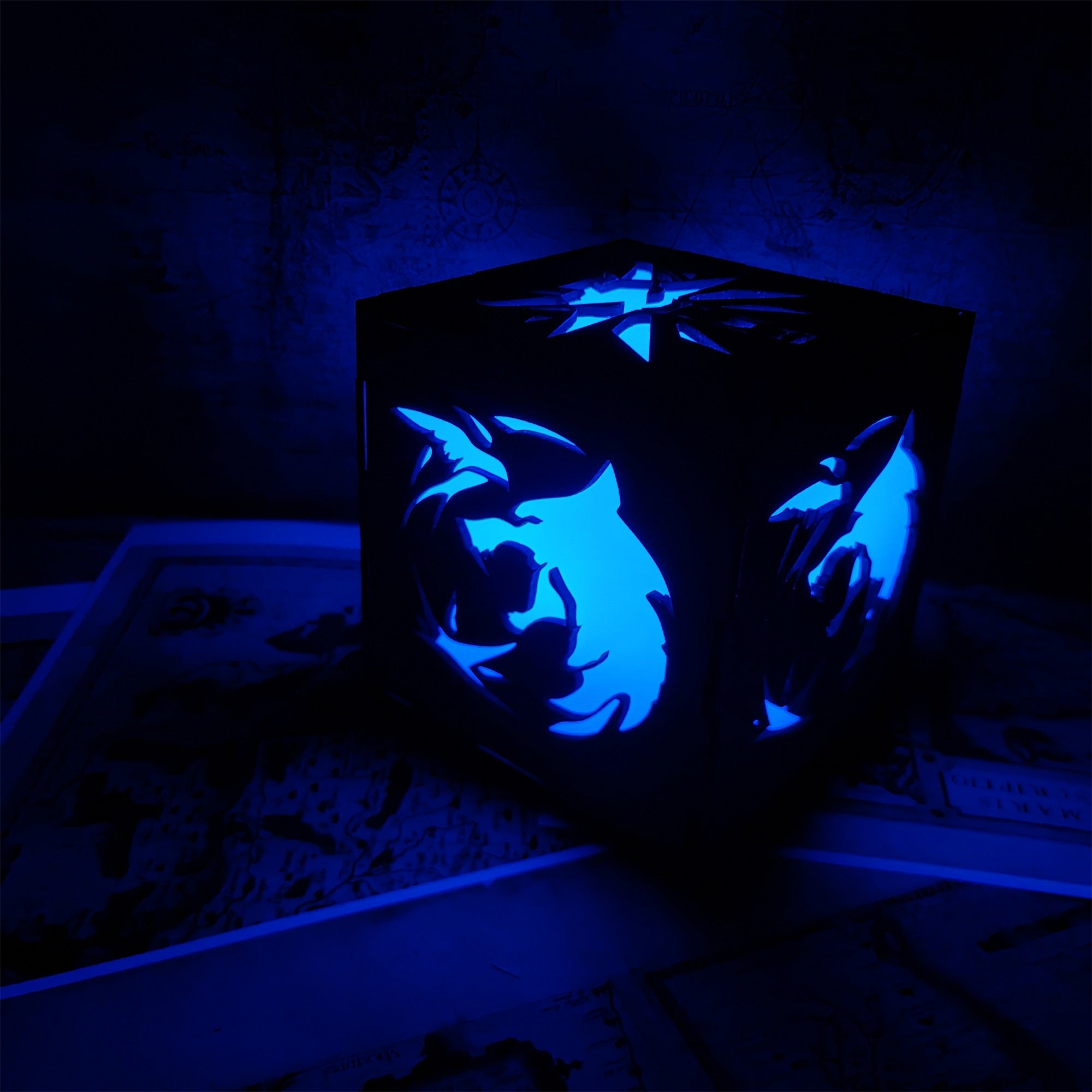 Geralt Wolf School Badge Wood Cube Light Desk Decor - Tophatter Daily Deals
