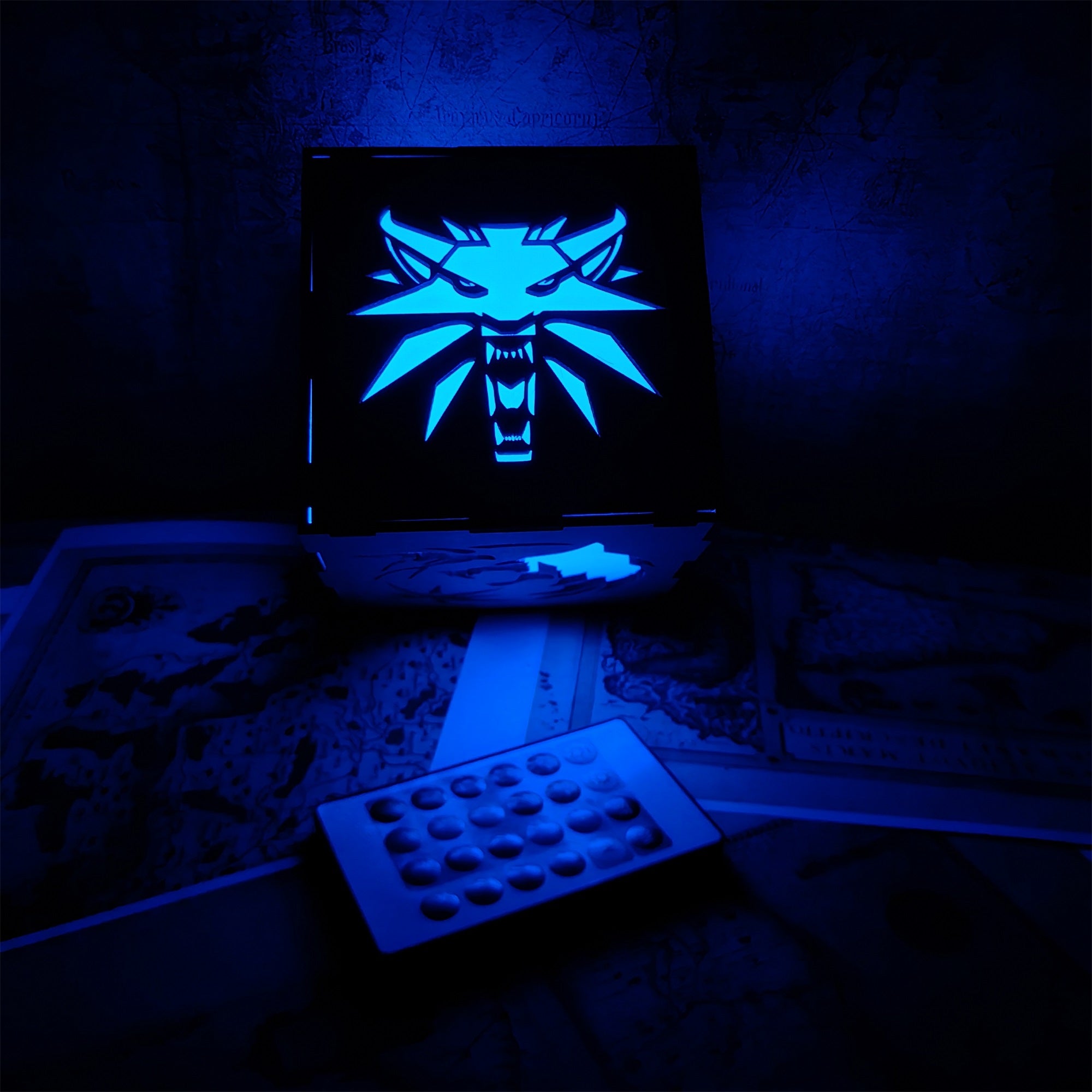 Geralt Wolf School Badge Wood Cube Light Desk Decor - Tophatter Daily Deals