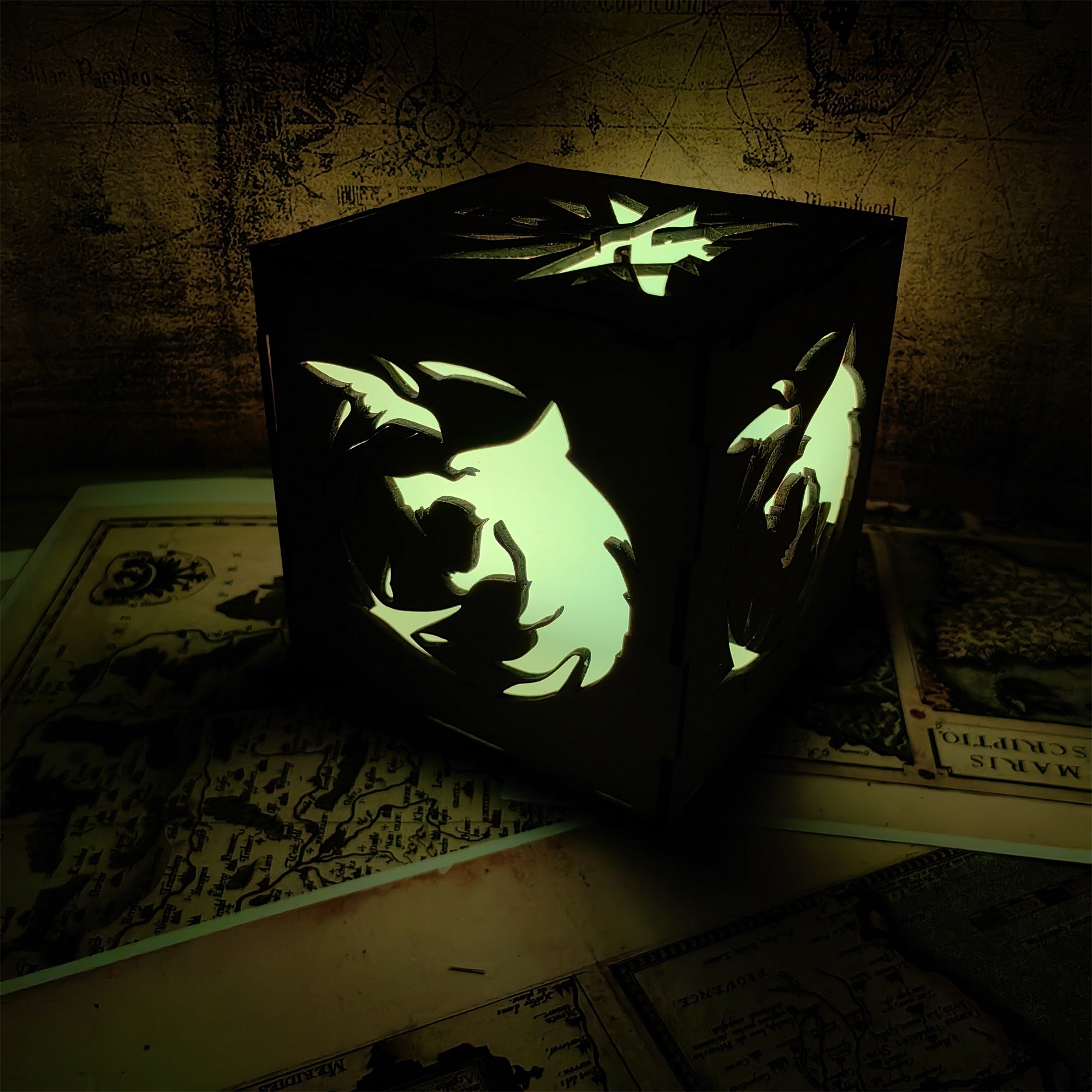 Geralt Wolf School Badge Wood Cube Light Desk Decor - Tophatter Daily Deals