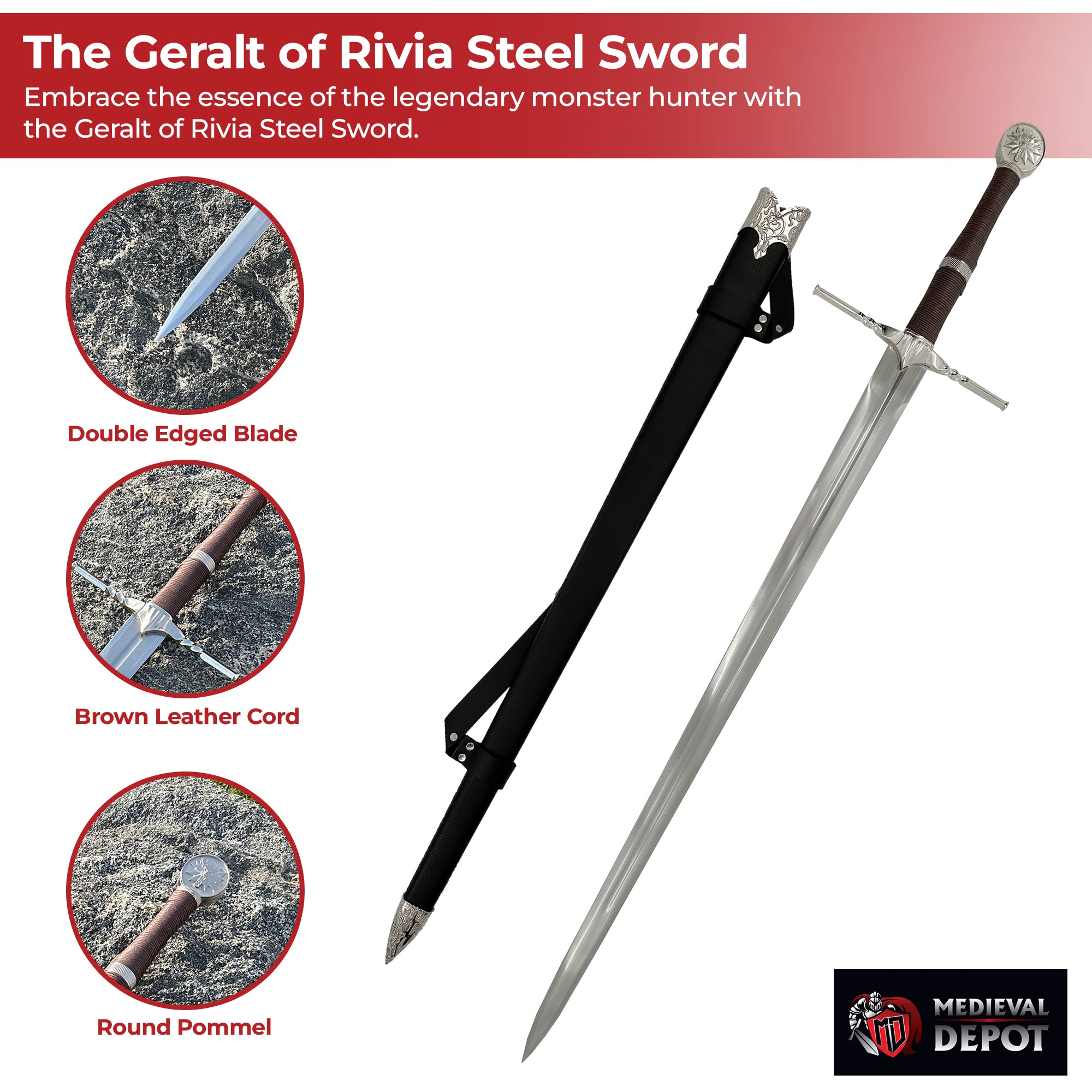 Geralt of Rivia Steel Sword Swords - Tophatter Daily Deals