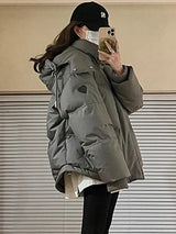 Insulating Women's Parka - Oversized Quilted, Winter Gray - Tophatter Daily Deals