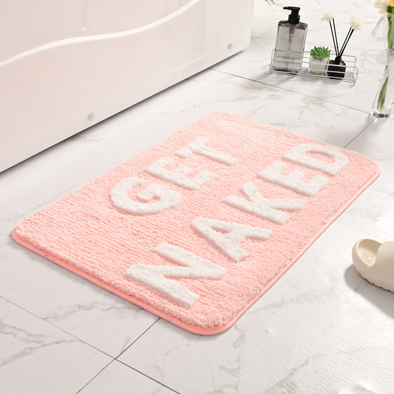 Get Naked Bathroom Mat White letter pink 50x80cm Bathmat - Tophatter Daily Deals