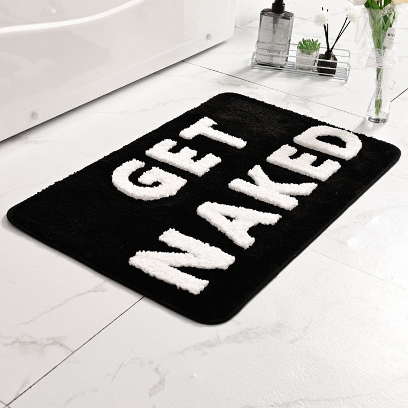 Get Naked Bathroom Mat White letter black 50x80cm Bathmat - Tophatter Daily Deals