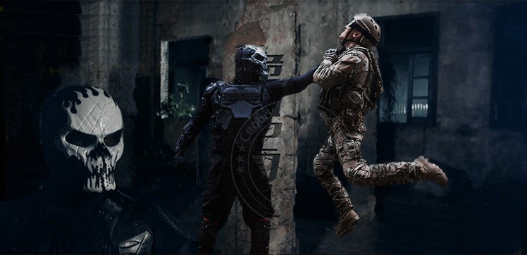 Tactical Airsoft Mask Motorcycle Halloween Full Face Skull - Silver Face Mask - Tophatter Daily Deals