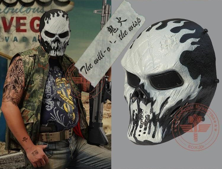 Tactical Airsoft Mask Motorcycle Halloween Full Face Skull - Ghost Face Mask - Tophatter Daily Deals
