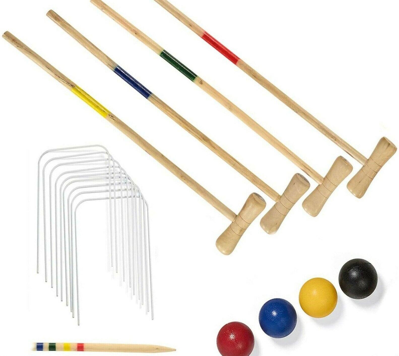 Croquet Sets UK - 4 Players Wooden Garden Lawn Outdoor Children Adult Game Sports & Outdoor - Tophatter Daily Deals