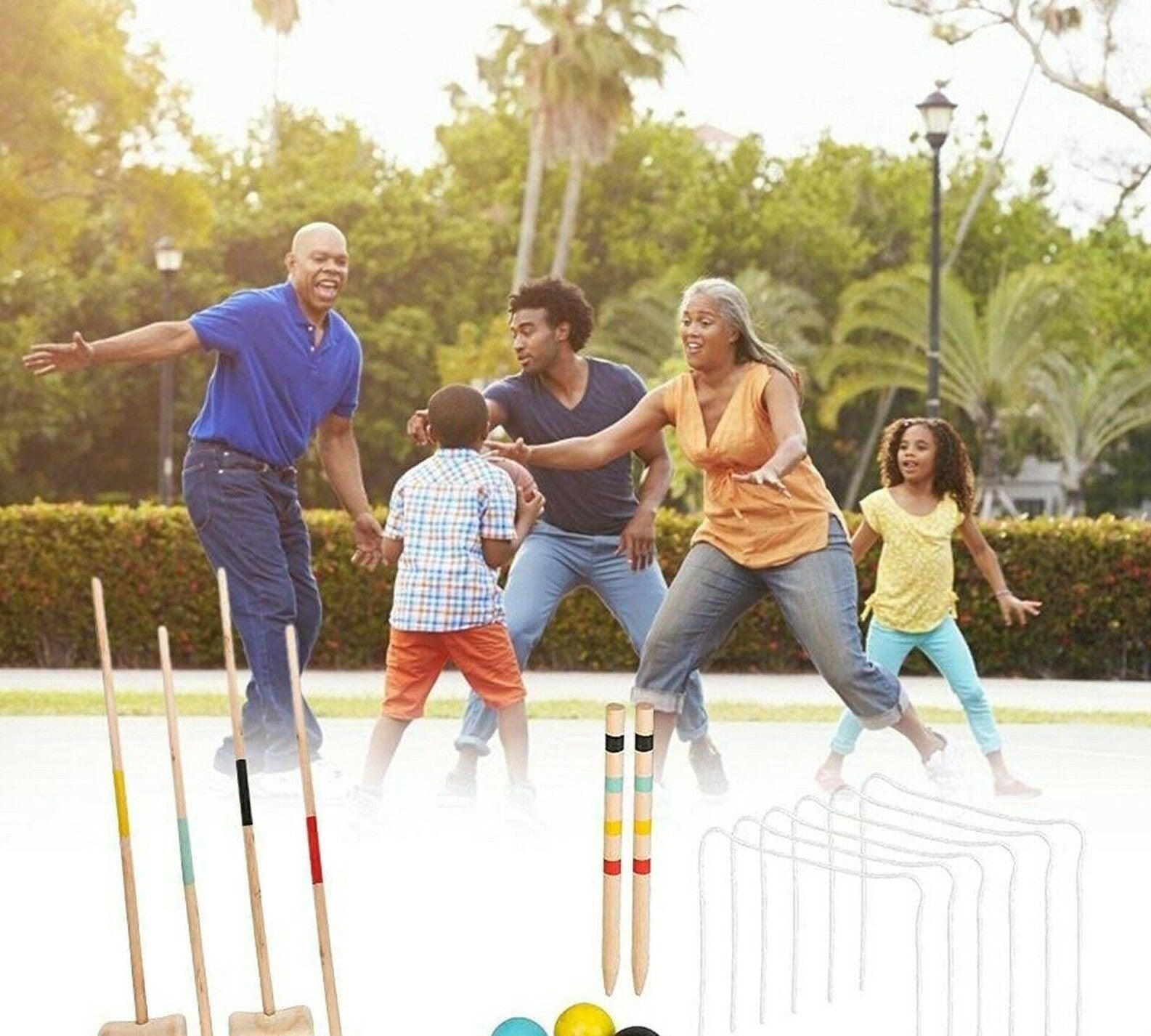 Croquet Sets UK - 4 Players Wooden Garden Lawn Outdoor Children Adult Game Sports & Outdoor - Tophatter Daily Deals