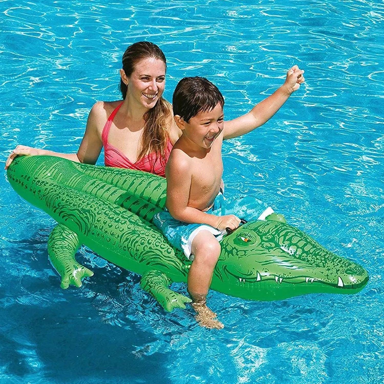 Giant Pool Float - Inflatable Mega Supersized Rider Float Pool Beach Swim Gator Swim Float Swimming - Tophatter Daily Deals