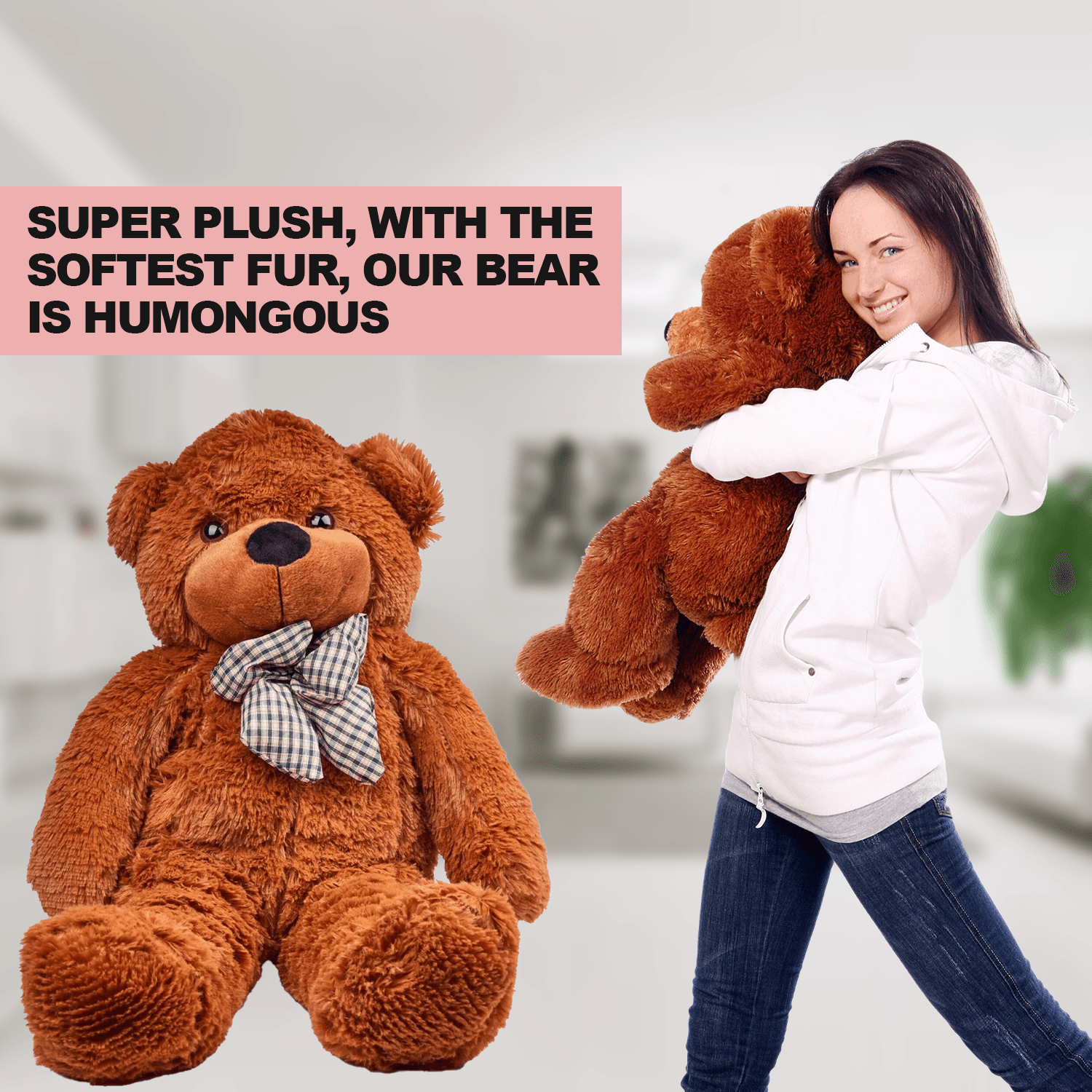 Life Size Teddy Bear - Giant Teddy Bear Valentine's Day Love Heart Gift Accessories - Tophatter Daily Deals