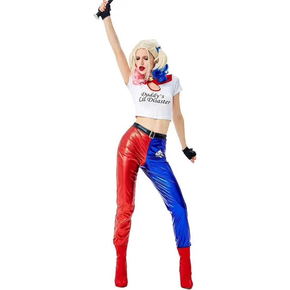 Girls Suicide Harley Cosplay Costumes Joker Squad Quinn Clown Jacket Pants Sets Christmas Halloween Party Fancy Dress for Women - Tophatter Daily Deals