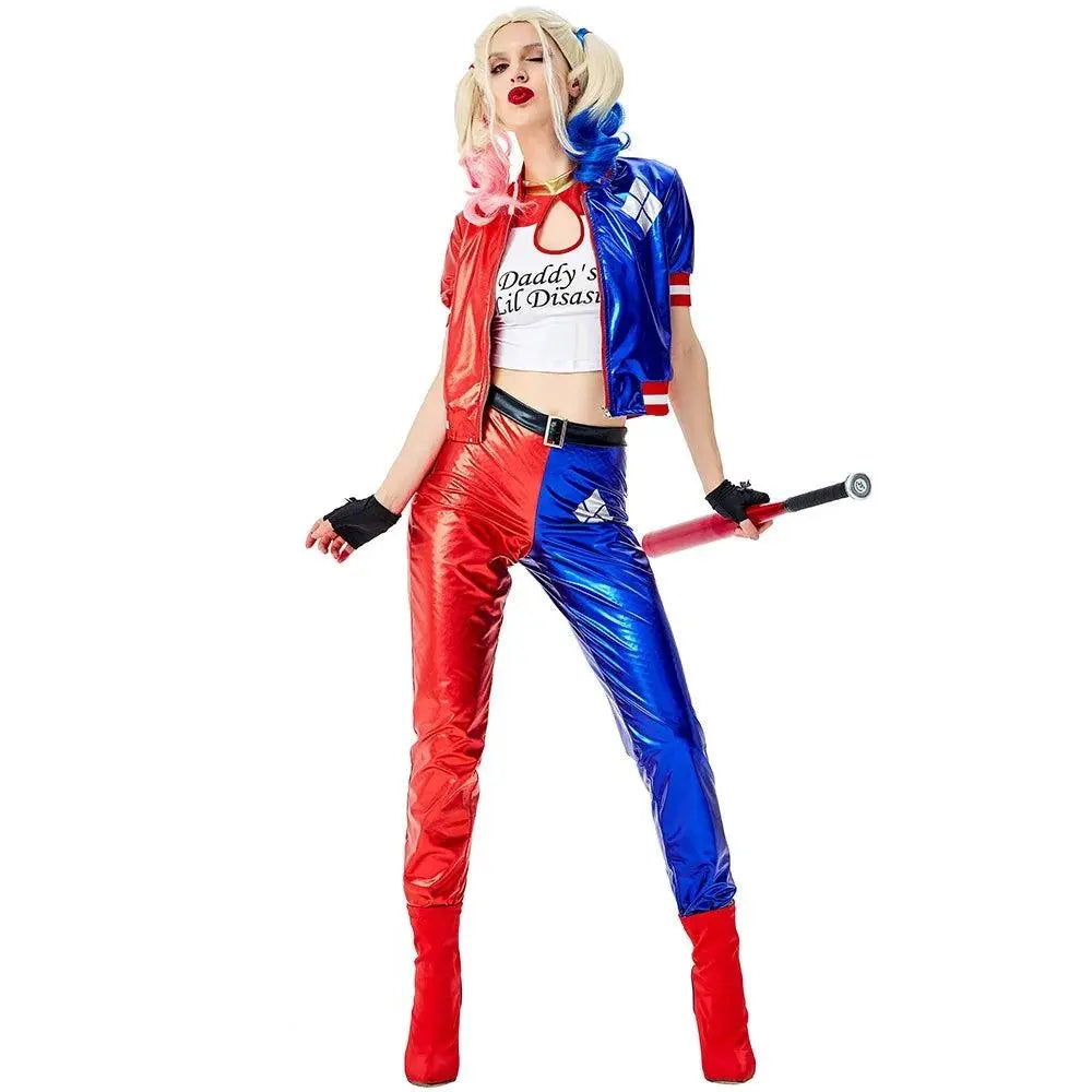 Girls Suicide Harley Cosplay Costumes Joker Squad Quinn Clown Jacket Pants Sets Christmas Halloween Party Fancy Dress for Women - Tophatter Daily Deals