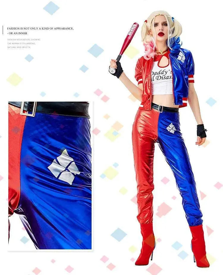 Girls Suicide Harley Cosplay Costumes Joker Squad Quinn Clown Jacket Pants Sets Christmas Halloween Party Fancy Dress for Women - Tophatter Daily Deals