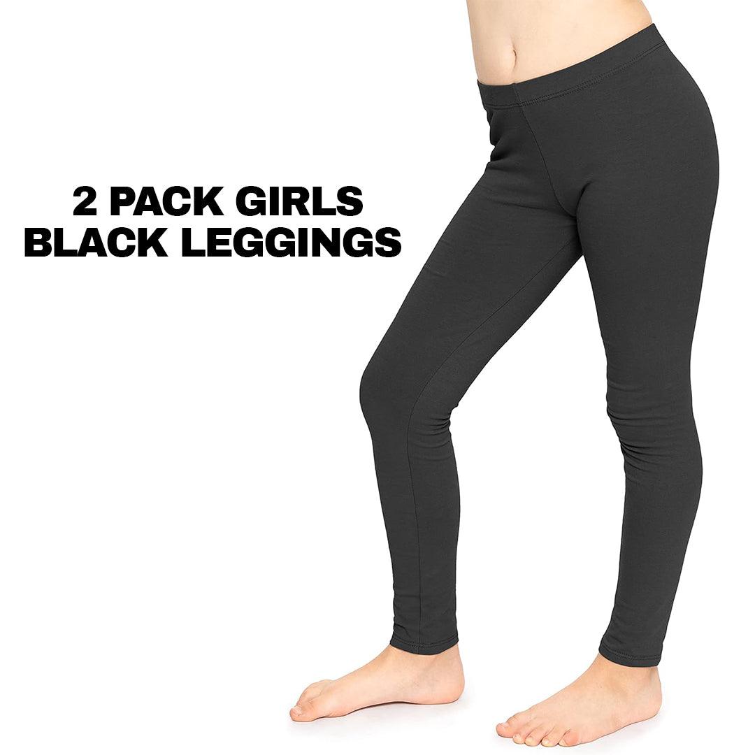 Toddler Girl Leggings - 2 Pack Girls Black Leggings Kids Childrens School Cotton Full Length All Ages Clothing - Tophatter Daily Deals