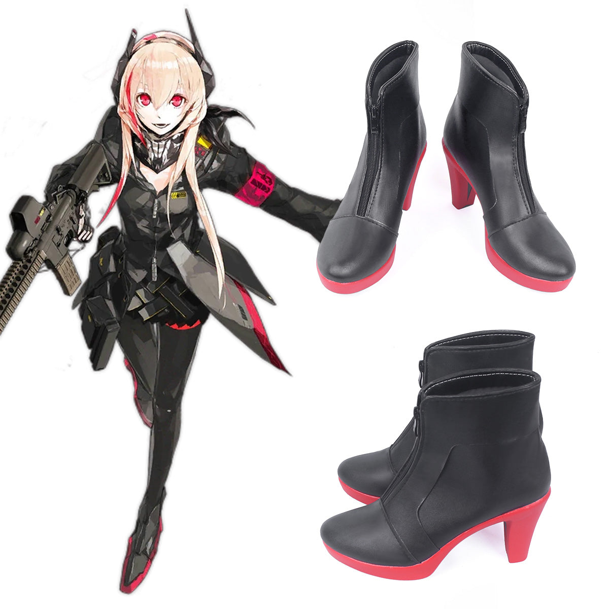 Girls Frontline SOPMOD M4 Black Red Cosplay Shoes Shoes/Boots - Tophatter Daily Deals