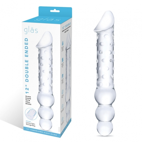 Glas 12 Inch Clear Double Ended Glass Dildo With Anal Beads > Glass > Dildos - Tophatter Daily Deals