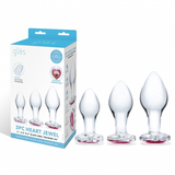 Glas 3 Inch 3.5 Inch 4 Inch 3PC Heart Jewel Clear Glass Anal Training Kit > Glass > Toys - Tophatter Daily Deals