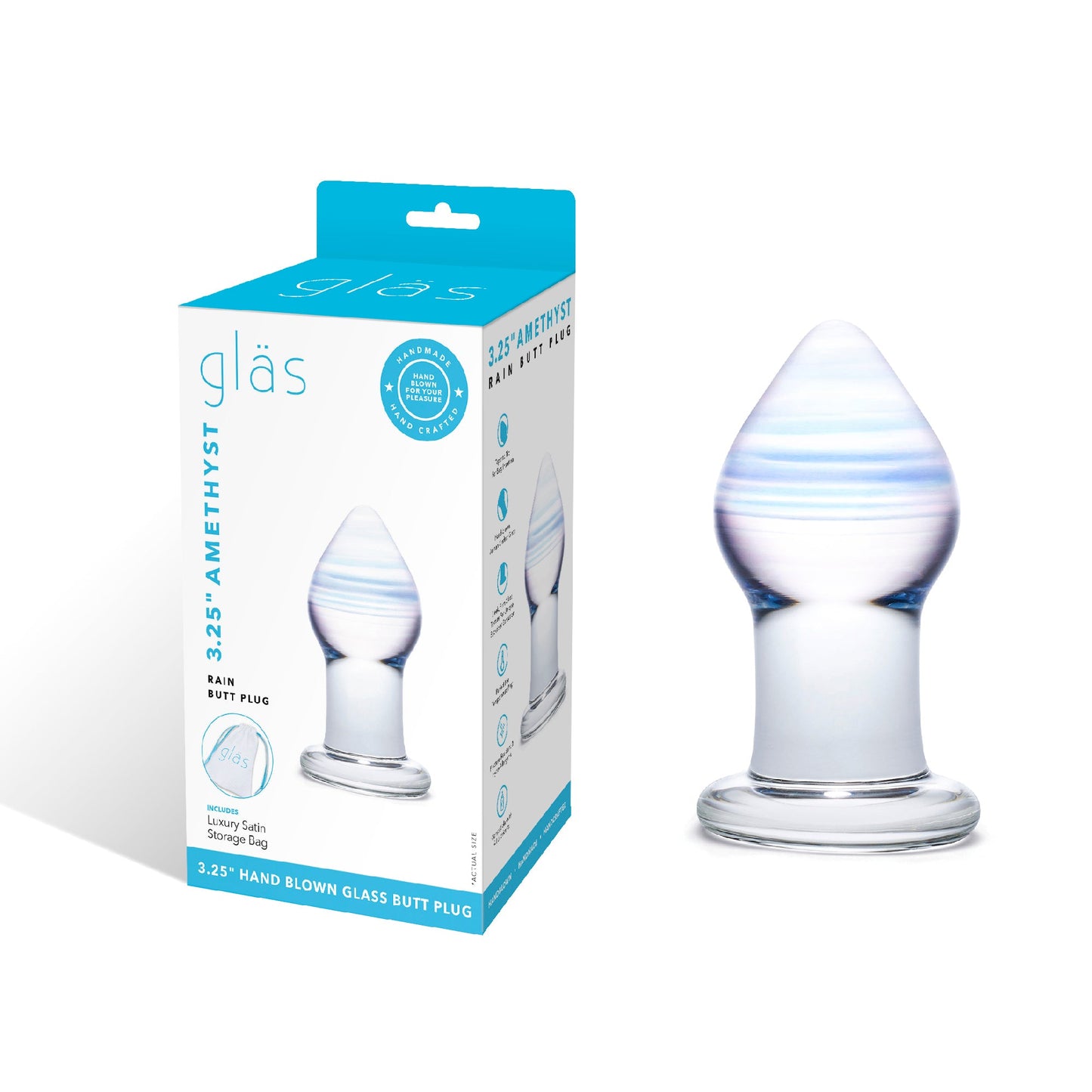 Glas 3.25 Inch Amethyst Rain Hand Blown Glass Butt Plug > Glass > Toys - Tophatter Daily Deals