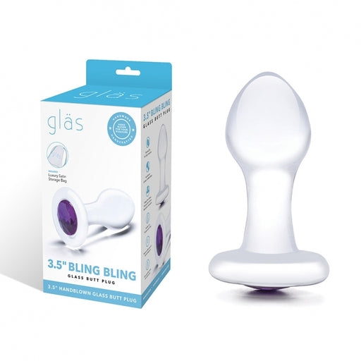 Glas 3.5 Inch Bling Bling Glass Butt Plug With Gem Base in Clear or Dark Hue > Glass > Toys - Tophatter Daily Deals