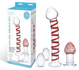 Glas 4-Piece Mr. Swirly Set with Red Swirl Kegal Balls and 3.25 Inch Butt Plug > Glass > Toys - Tophatter Daily Deals