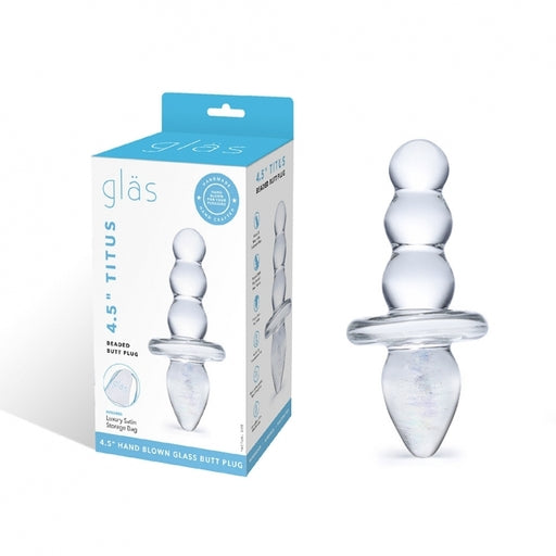 Glas 4.5" Titus Clear Handblown Glass Beaded Butt Plug Dual Ended > Glass > Toys - Tophatter Daily Deals