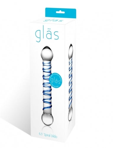 Glas 6.5 Inch Spiral Dildo with Blue Swirls > Glass > Dildos - Tophatter Daily Deals