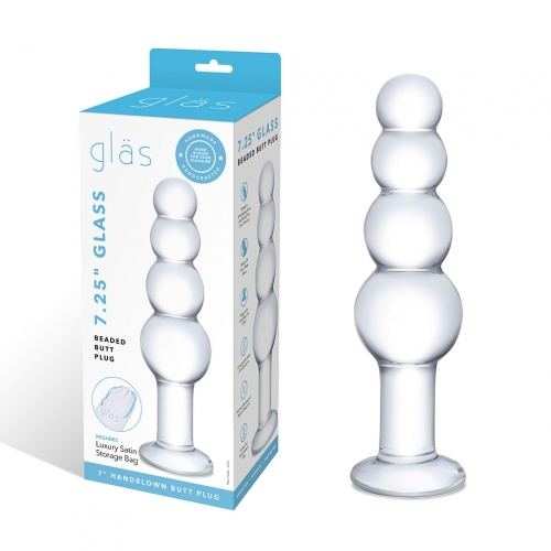 Glas 7.25 Inch Clear Glass Beaded Butt Plug with Graduated Beads and Flared Base > Glass > Toys - Tophatter Daily Deals
