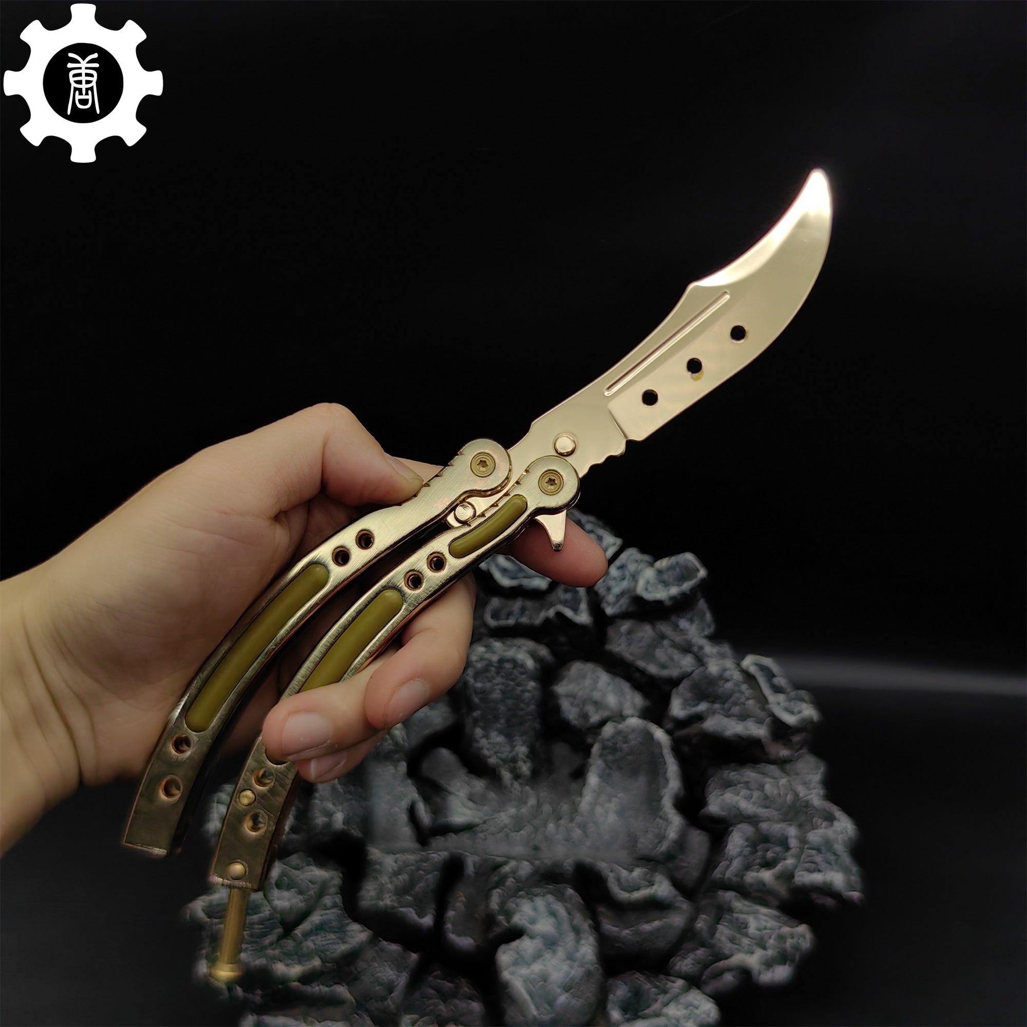 Golden Balisong Metal Butterfly Knife Game Prop - Tophatter Daily Deals