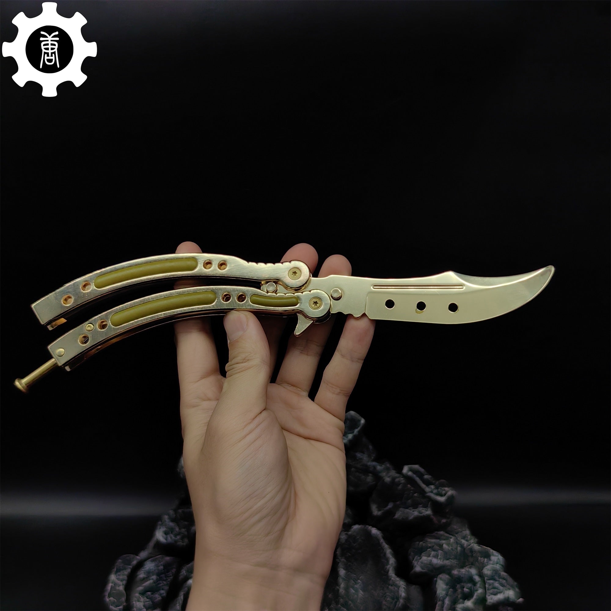 Golden Balisong Metal Butterfly Knife Game Prop - Tophatter Daily Deals