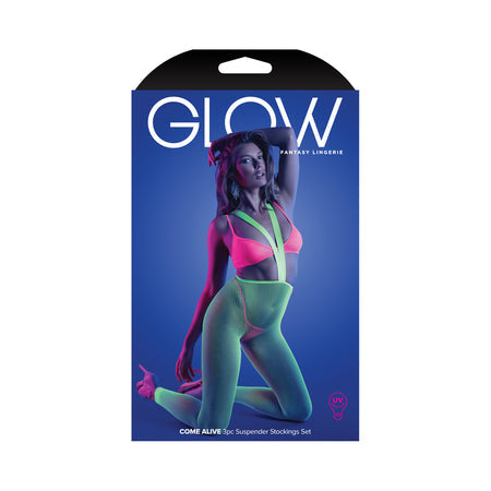 Glow Come Alive Bralette, G-String & Suspender Stockings - Tophatter Daily Deals