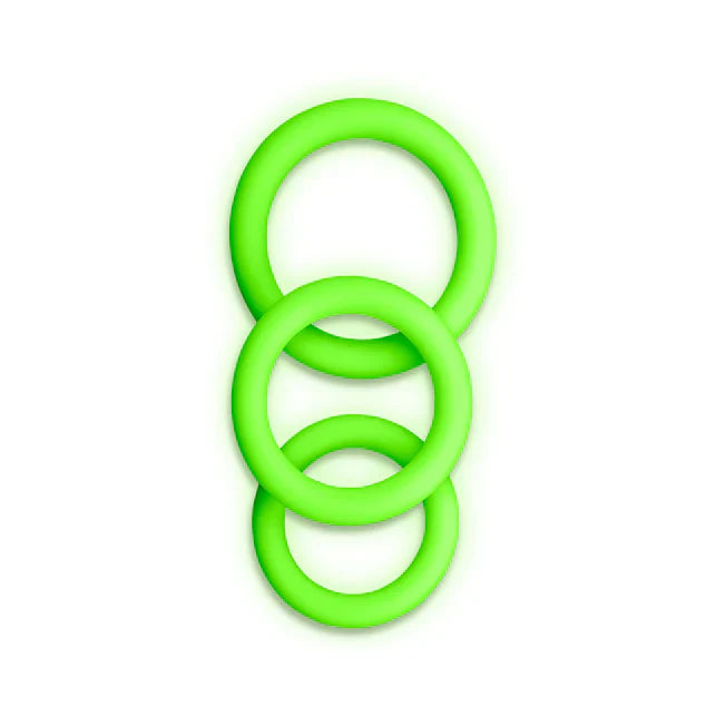 Ouch! Glow in the Dark 3 Piece Cockring Set - Tophatter Daily Deals