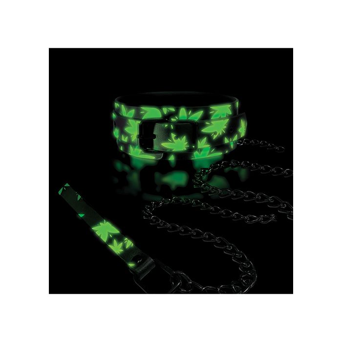Stoner Vibes Glow in the Dark Collar & Leash - Tophatter Daily Deals