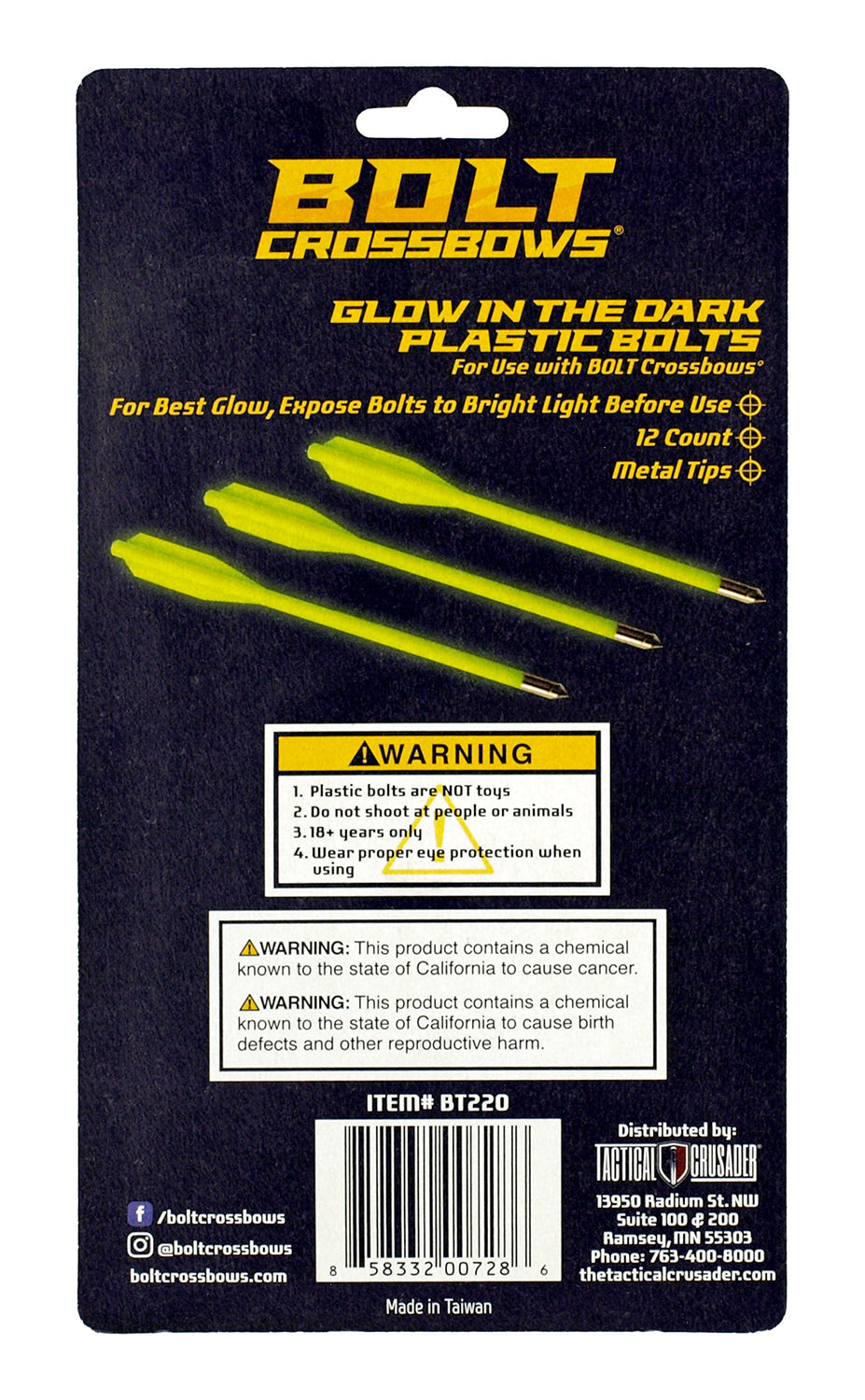 Crossbow Glow In The Dark Hunting Bolts 12-pc Metal Tip - Plastic Crossbow - Tophatter Daily Deals