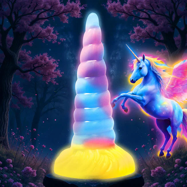Glow In The Dark Vibrating Unicorn Dildo - Tophatter Daily Deals