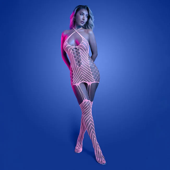 Glow Metamorphic Pink Lace Bodystocking - Tophatter Daily Deals