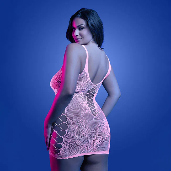 Glow Magnetism Pink Lace Knit Dress - Queen Size - Tophatter Daily Deals
