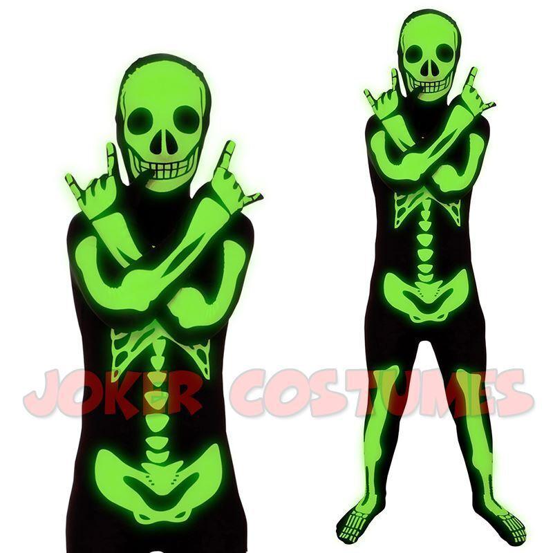 Glow in Dark Costume - Skeleton Morphsuit Boys Girls Halloween Fancy Dress Costume Festive & Franchise - Tophatter Daily Deals