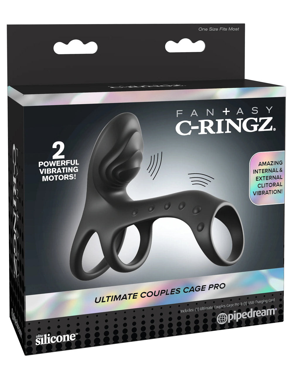 Fantasy C-Ringz Ultimate Couples Cage Pro (Black) – Dual-Motor Cock Ring > Bondage Gear > Male Chastity - Tophatter Daily Deals