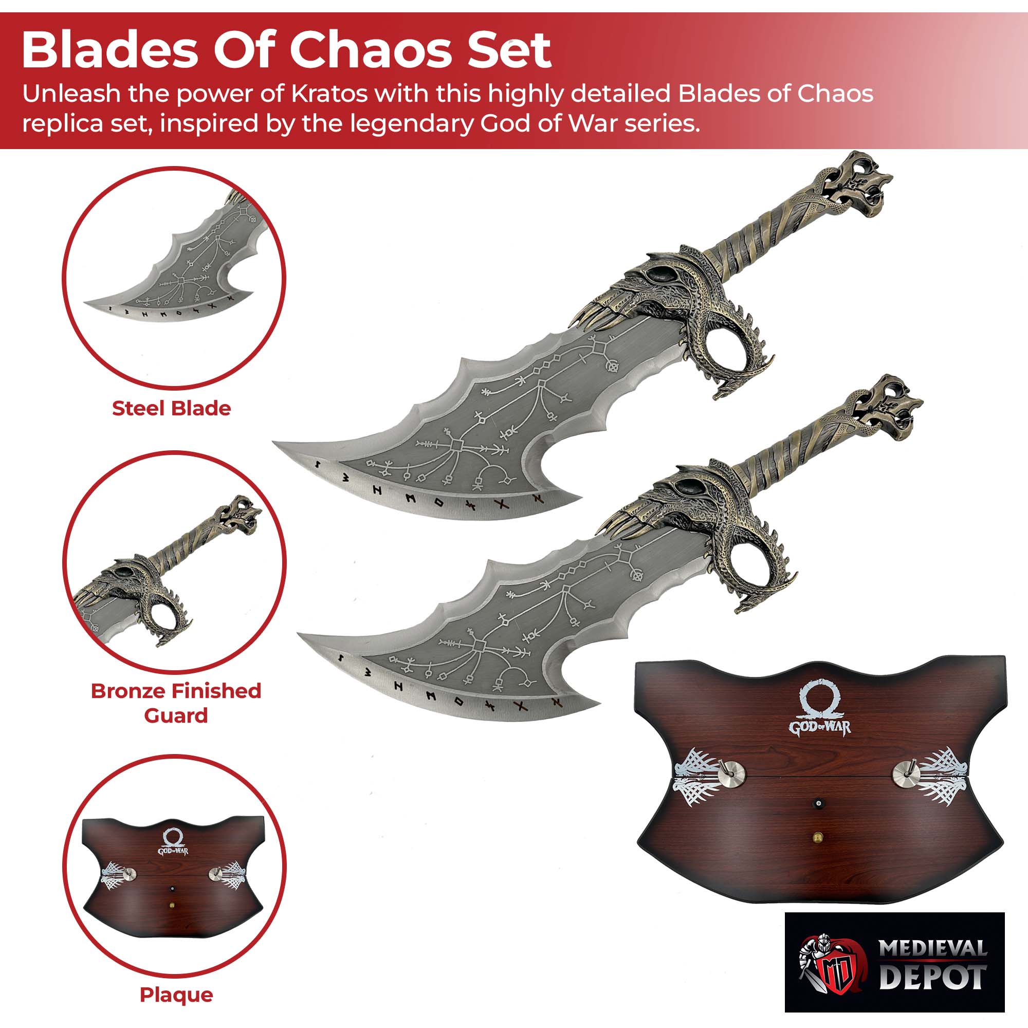 God of War Blades of Chaos with Plaque Swords - Tophatter Daily Deals