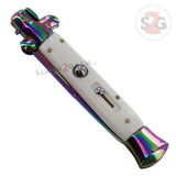 10" Grande Godfather Stiletto Automatic Knife - Rainbow White Knife-Auto - Tophatter Daily Deals