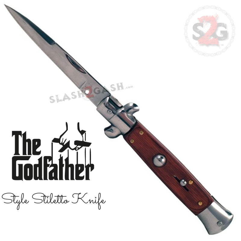 Godfather Stiletto Automatic Knife Classic Switchblade - Rosewood Knife-Auto - Tophatter Daily Deals