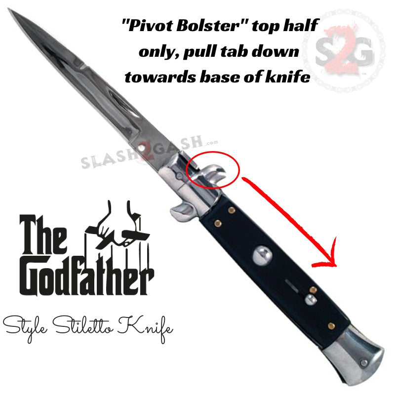 Godfather Stiletto Automatic Knife Classic Switchblade - Black Knife-Auto - Tophatter Daily Deals