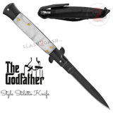 Godfather Stiletto Knife Italian Style Switchblade - Black/White Pearl Knife-Auto - Tophatter Daily Deals